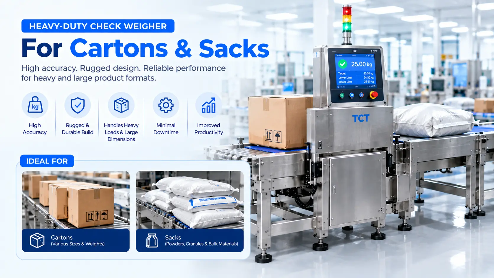 Heavy-Duty and Large-Package Check Weighers for Cartons, Cases and Sacks